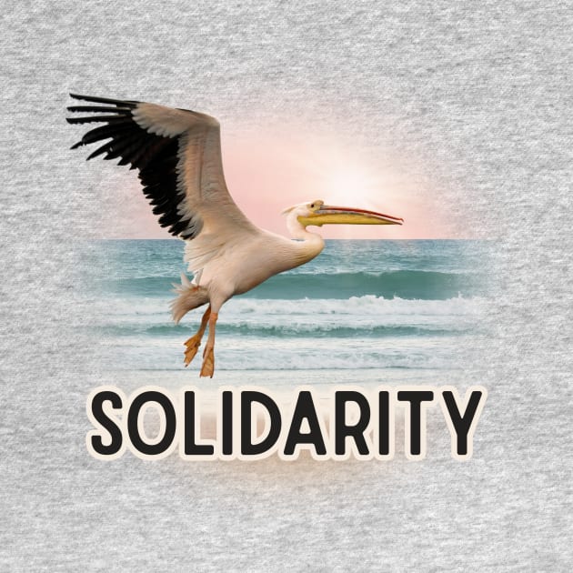 Solidarity Pelican Flying Over the Sea by ASP